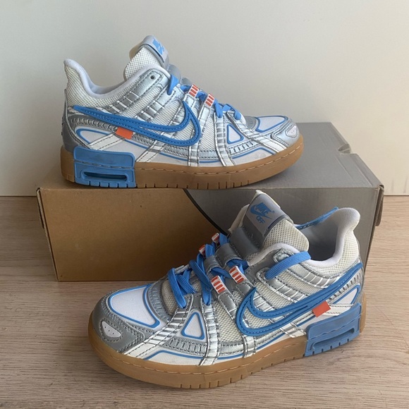 RARE Nike Air Rubber Dunk Off-White UNC University Blue Sneakers- SZ 4.5 M - 6 W - Picture 11 of 15